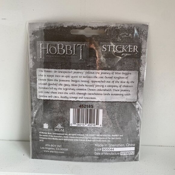 The Hobbit: An Unexpected Journey Bilbo & Dwarves Peel Off Sticker Decal, UNUSED - Picture 3 of 3